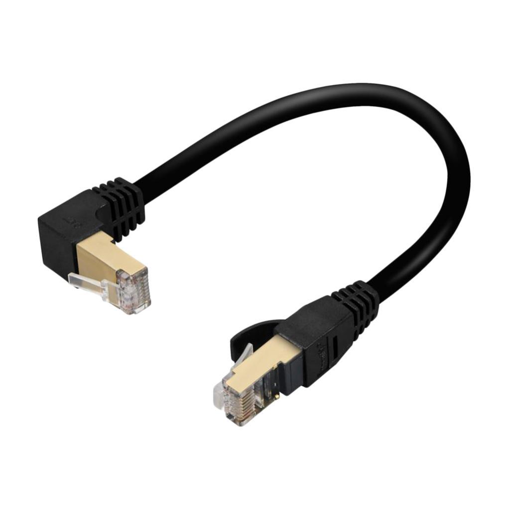 Cat 7 Ethernet Patch Cable Right Angle RJ45 Gigabit Network Cord Black