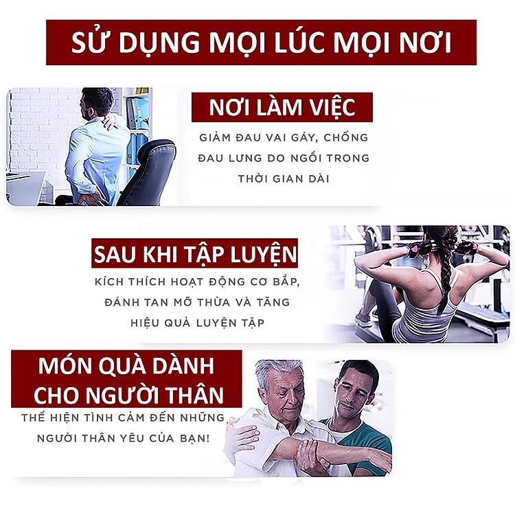 Máy massage cầm tay mini đấm lưng mát xa trị liệu 6 chế độ, 4 đầu massage giãn cơ, mát xa chuyên sâu