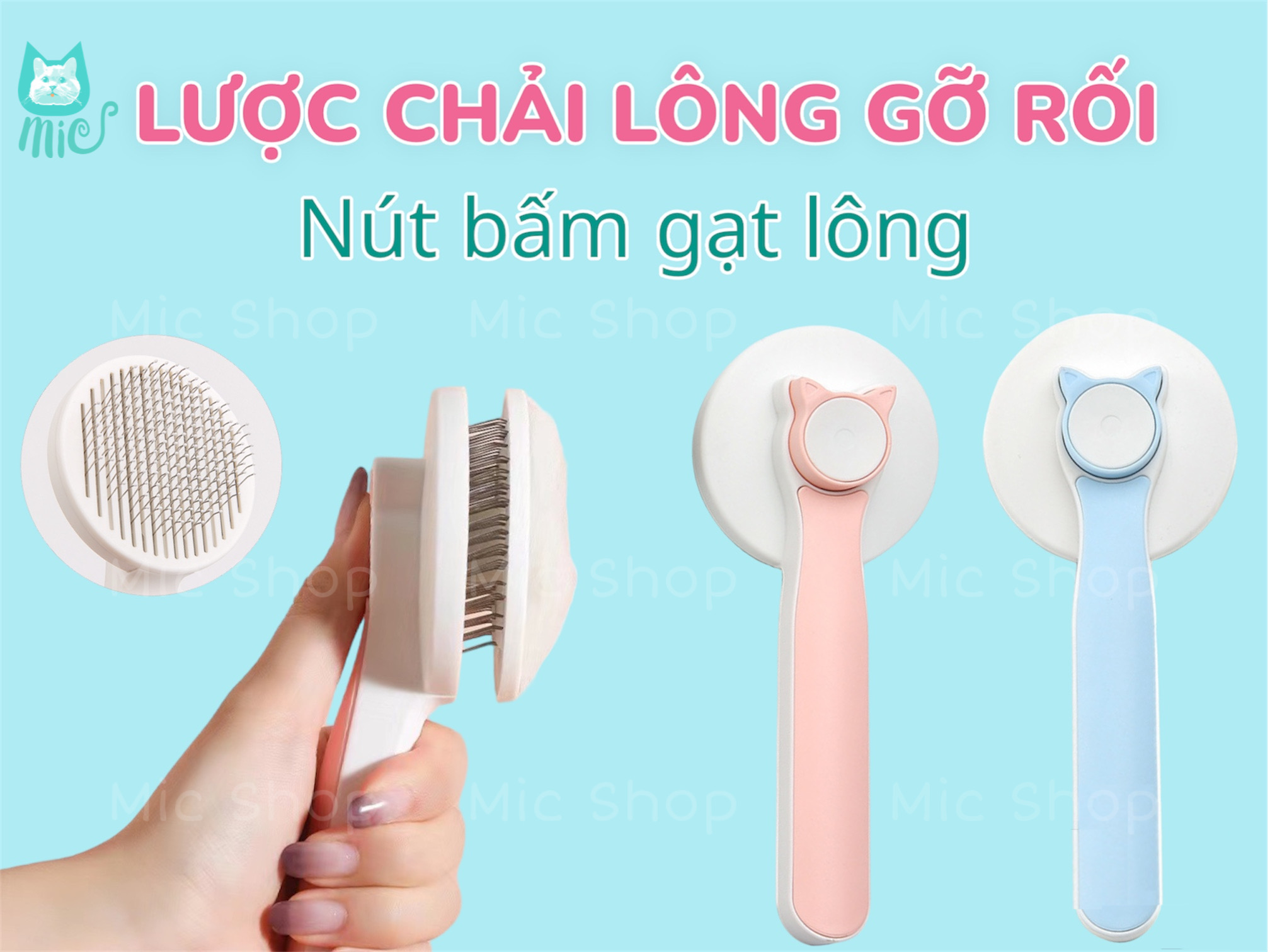 Lược chải lông gỡ rối có nút ấn gạt lông cho chó mèo