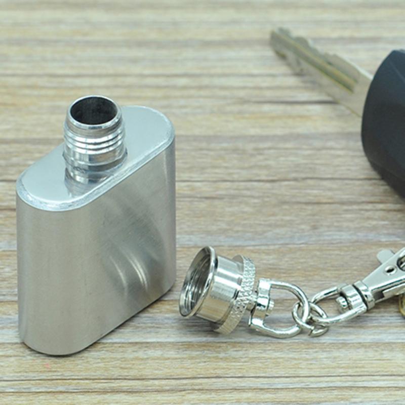 Stainless Steel Wine Whisky Hip Flask 1oz For Travel Portable Pocket Alcohol Bottles Beer Gift Rum Flagon DrinkwareWith Key Ring