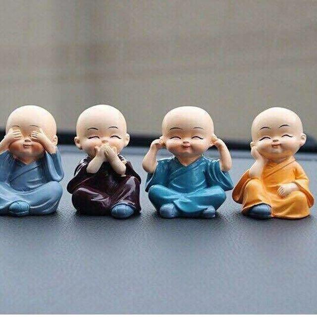 Bộ 4 Chú Tiểu Tứ Không Hàng Chuẩn - Không Nghe, Không Nói, Không Nhìn, Tâm Không Động - Vận Chuyển Miễn Phí Toàn Quốc