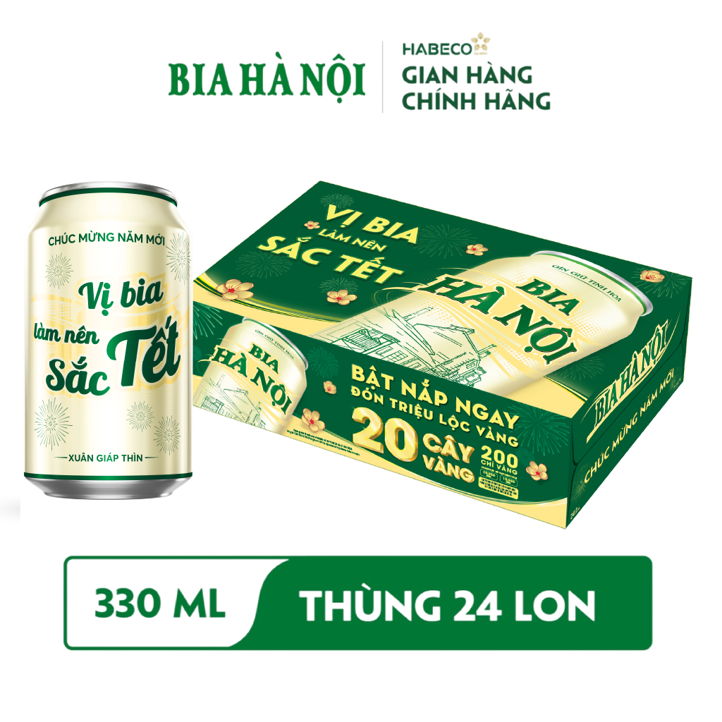 Bia Hà Nội Nhãn Xanh phiên bản Tết - Thùng 24 Lon 330ml