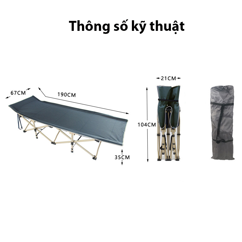 Giường xếp gấp gọn văn phòng khung kim loại chắc chắc 67x190cm