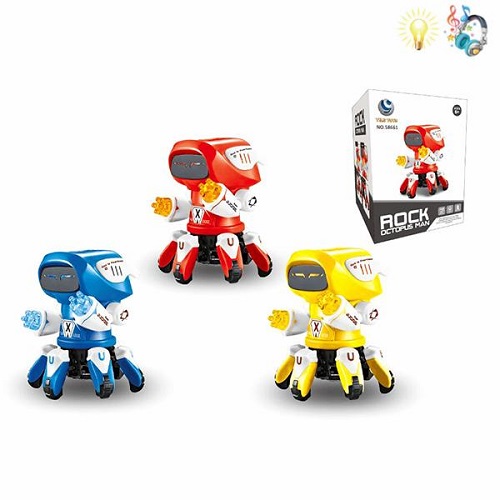 Đồ chơi robot có 6 chân sử dụng pin AA có đèn và nhạc biết nhảy múa siêu bền