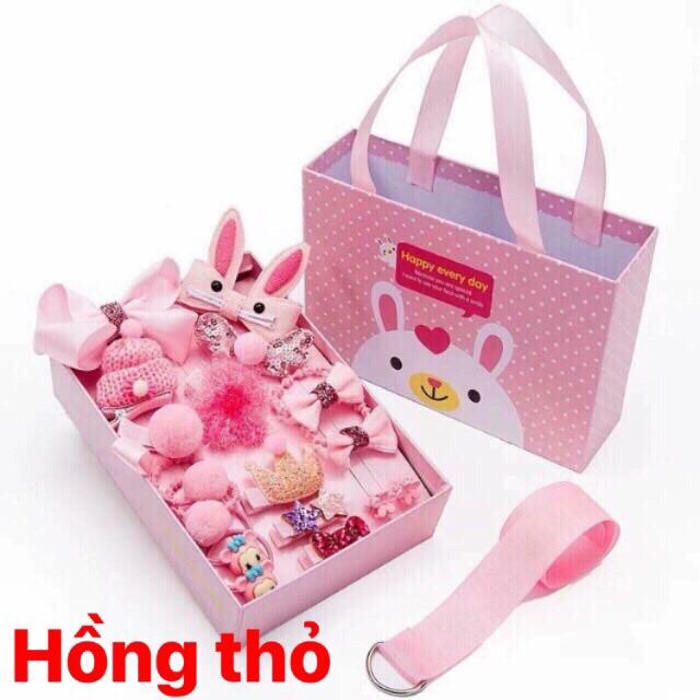 Hộp nơ kẹp tóc cho bé 18 chi tiết HN01