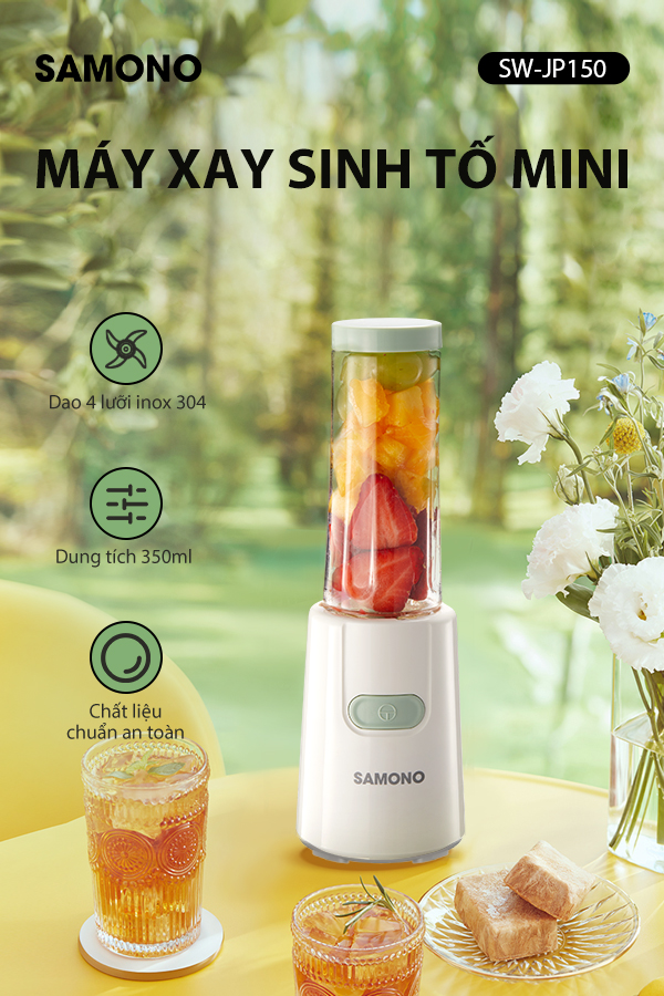 Máy xay sinh tố Samono SW-JP150 - Công suất 150W mini - Dung tích 350ml - Có dây đa năng nhỏ gọn - HÀNG CHÍNH HÃNG