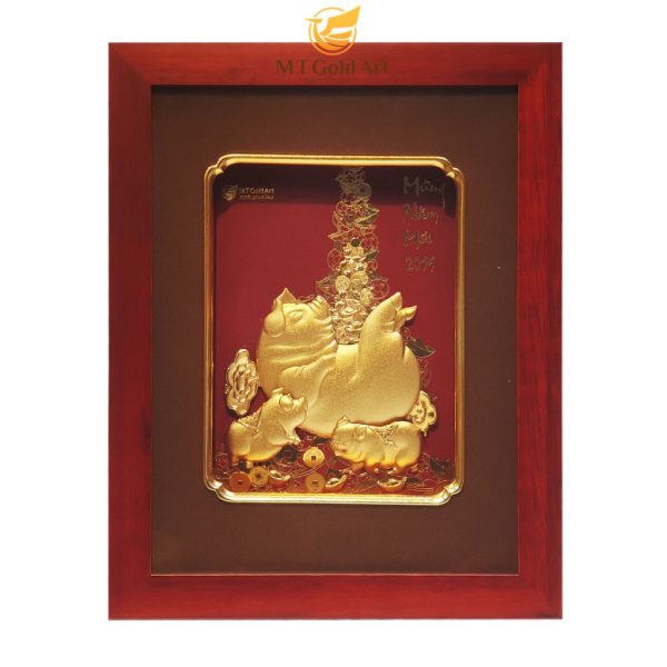 Tranh heo dát vàng mẫu 03 MT Gold Art- Hàng chính hãng, trang trí nhà cửa, phòng làm việc, quà tặng sếp, đối tác, khách hàng, tân gia, khai trương