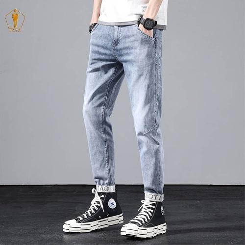 Quần jean nam TRAZ rách gối màu đen trơn chất bò cao cấp co dãn 4 chiều đẹp rin trơn form dáng skinny111