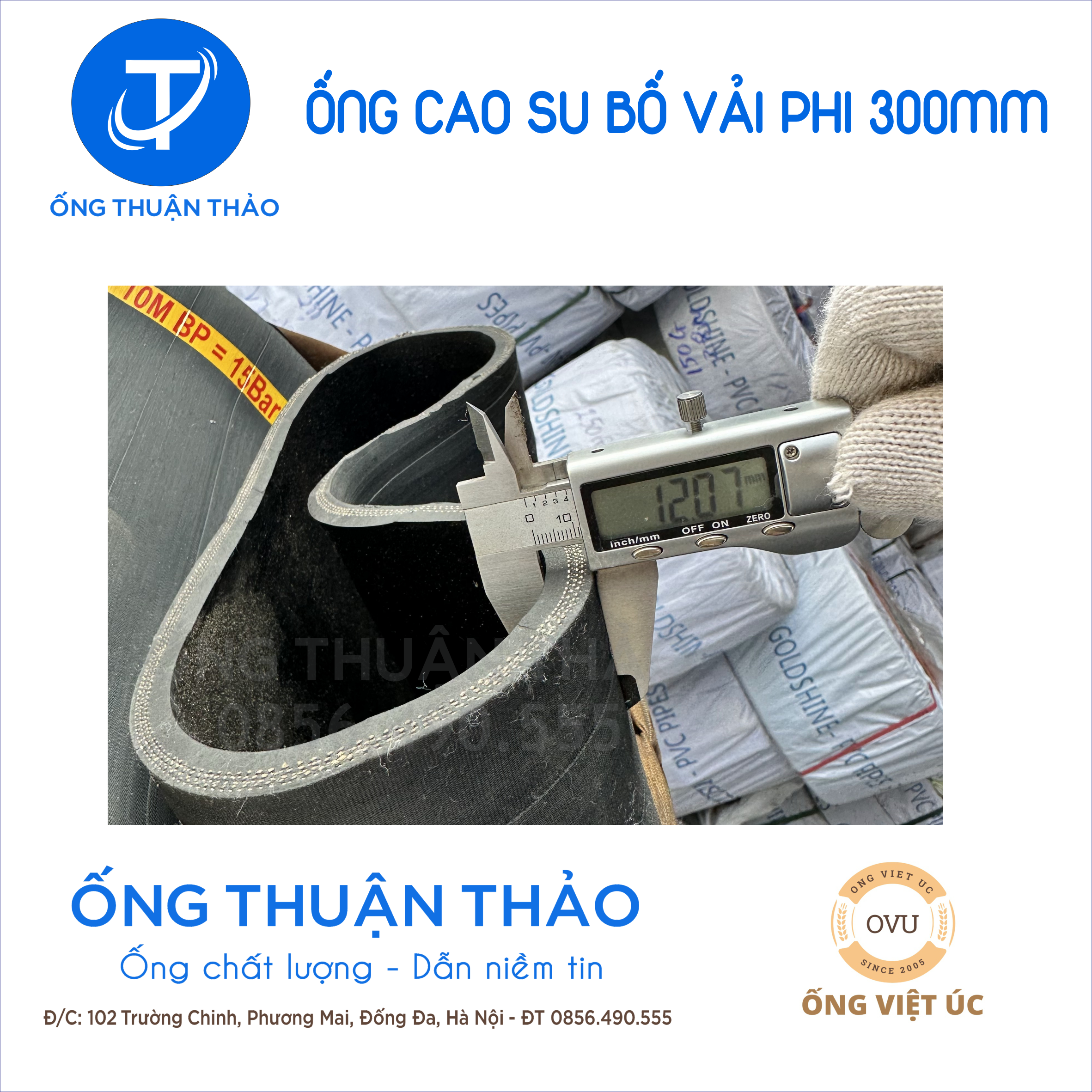 Ống cao su bố vải KT phi 300MM cuộn 10 mét Nhập Khẩu - Ống Chống Phá Chống Nổ thuận thảo