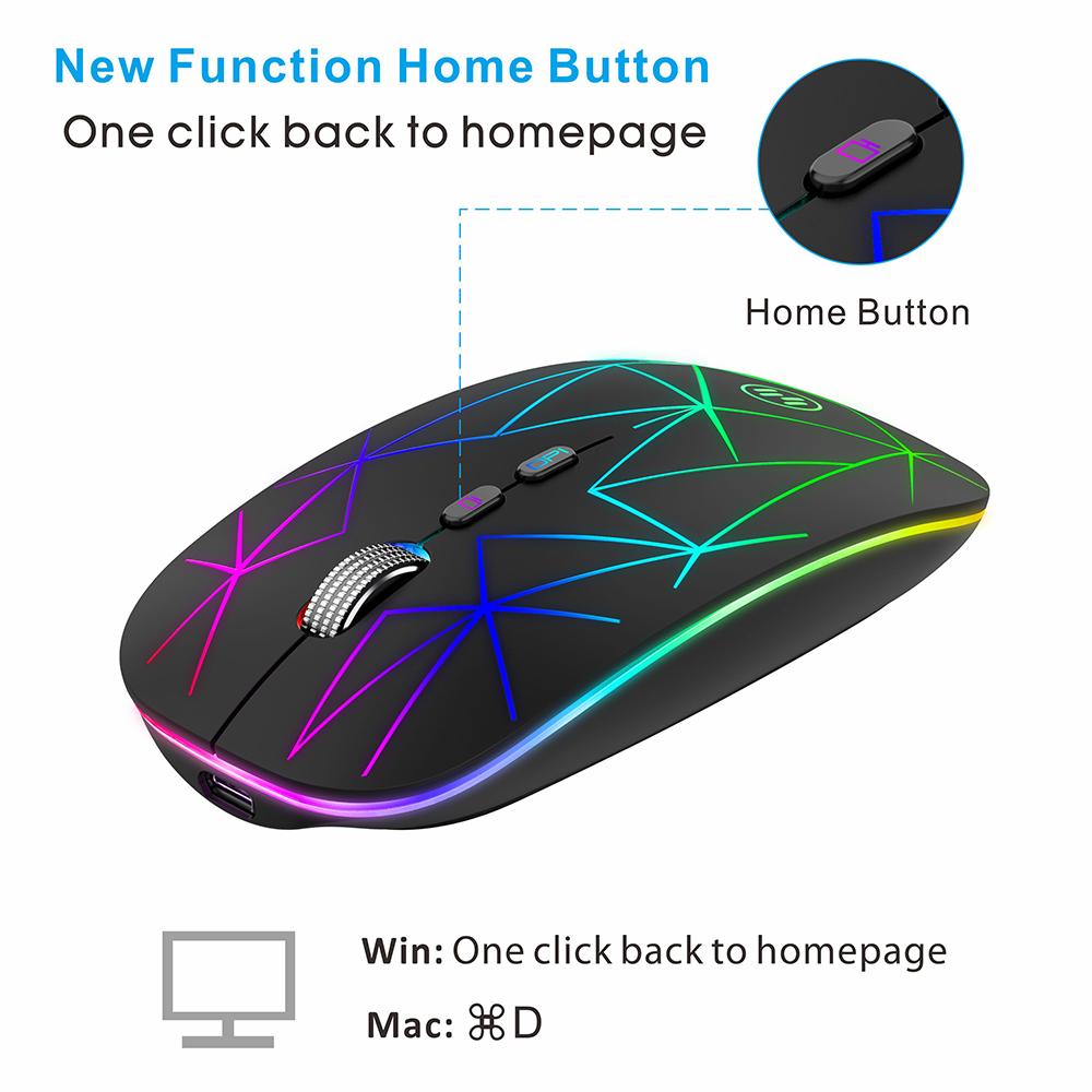RGB Chuột Không Dây Máy Tính Bluetooth Sạc Chuột Wirelesss Im Lặng Mause LED Backlit Chuột Cho Laptop Ipad