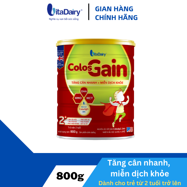 Sữa bột Colos Gain 800g giúp bé tăng cân hiệu quả, giảm táo bón, miễn dịch khỏe - VitaDairy