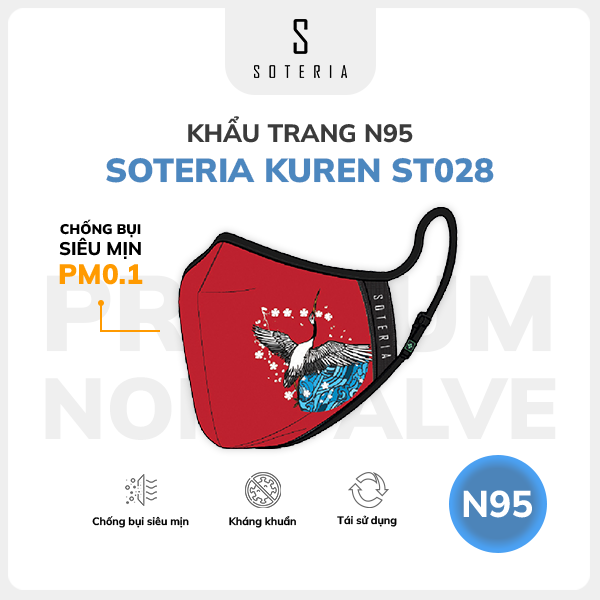 Khẩu trang thời trang Soteria Kuren ST028 - Bộ lọc N95 BFE PFE 99 lọc đến 99% bụi mịn 0.1 micro - Size