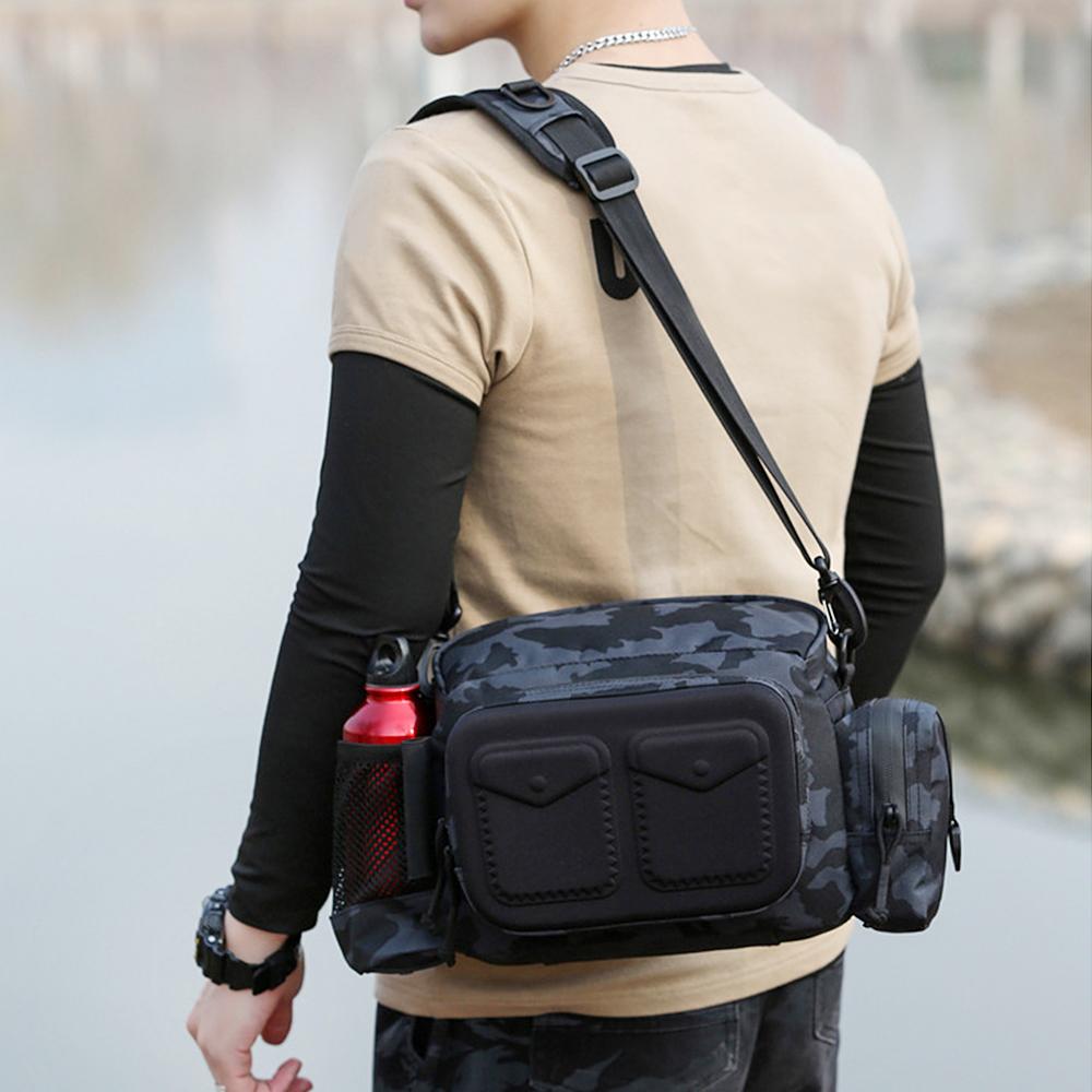 Fishing Tackle Bag Water-resistant Single Shoulder Crossbody Bag Waist Pack Fishing Lure Gear Utility Storage Bag
