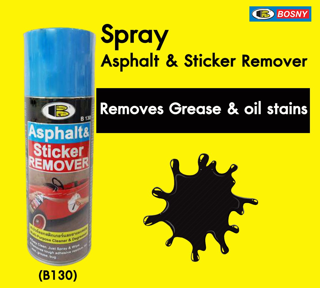 Dung dịch tẩy keo, nhựa đường, băng dính, tẩy decal... Asphalt &amp; Sticker Remover - Bosny B130 - 200 cc - nhập khẩu Thái Lan (tặng kèm khăn lau và khẩu trang bằng vải không dệt)