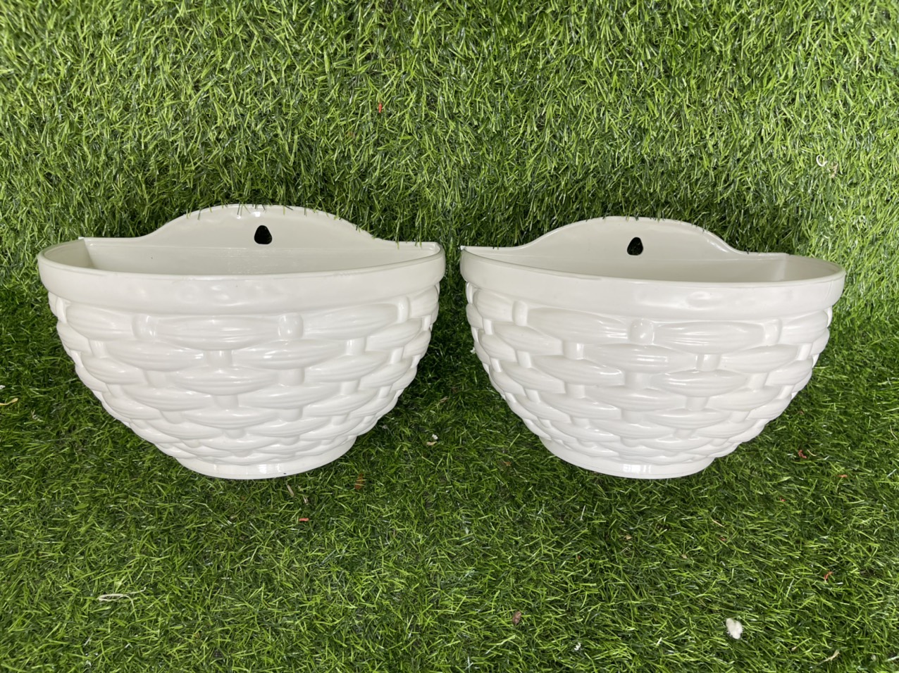 10 Chậu trồng hoa ốp tường đan mây - chậu treo tường KT 20 x14x10 cm