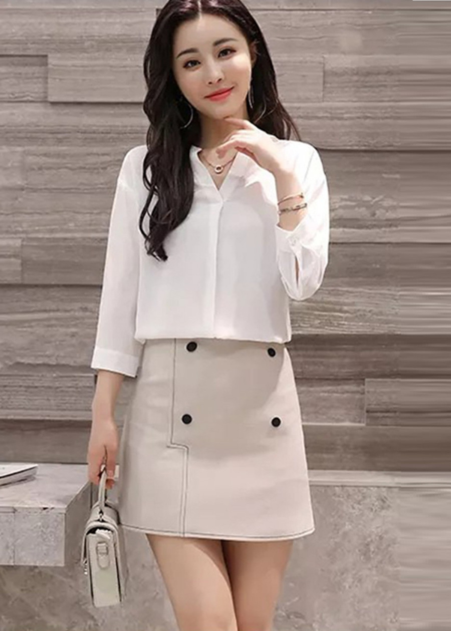 Áo Sơ Mi Nữ Xẻ Eo Cao Cổ V NT3240N1