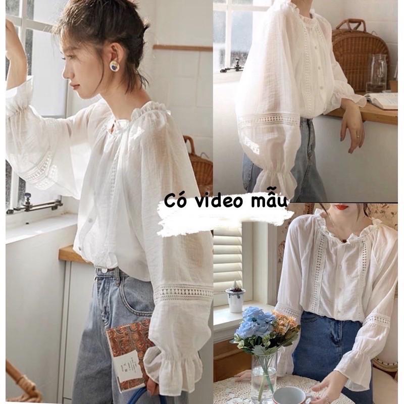 Áo sơmi Ulzzang phối ren mặc 2 kiểu