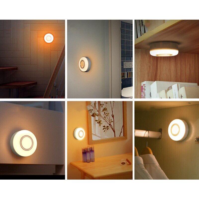 LED Night lights/ wall lamp, White shell, White/ Gold (warm white) lighting, Wireless smart sensing, For living room, bedroom, staircase, corridor, indoor night light, Use AA battery power, 0.25W