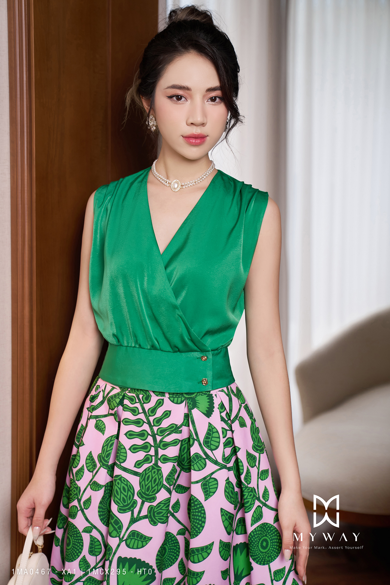 Set Áo Kiểu Và Chân Váy Xòe Dáng A Dự Tiệc Nữ My Way Sang Trọng 1MA0467-XA1 1MCX295-HT0