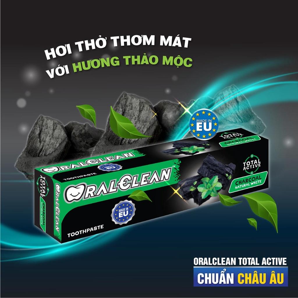 Combo 2 kem đánh răng Oral-Clean Total Active Charcoal Natural White