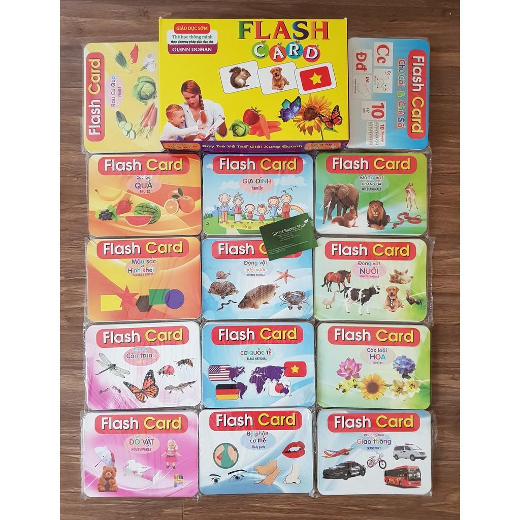Thẻ học thông minh dạy trẻ TGXQ 12x16cm 19 chủ đề cho bé Ivory Flashcard 256 thẻ tái bản 2021