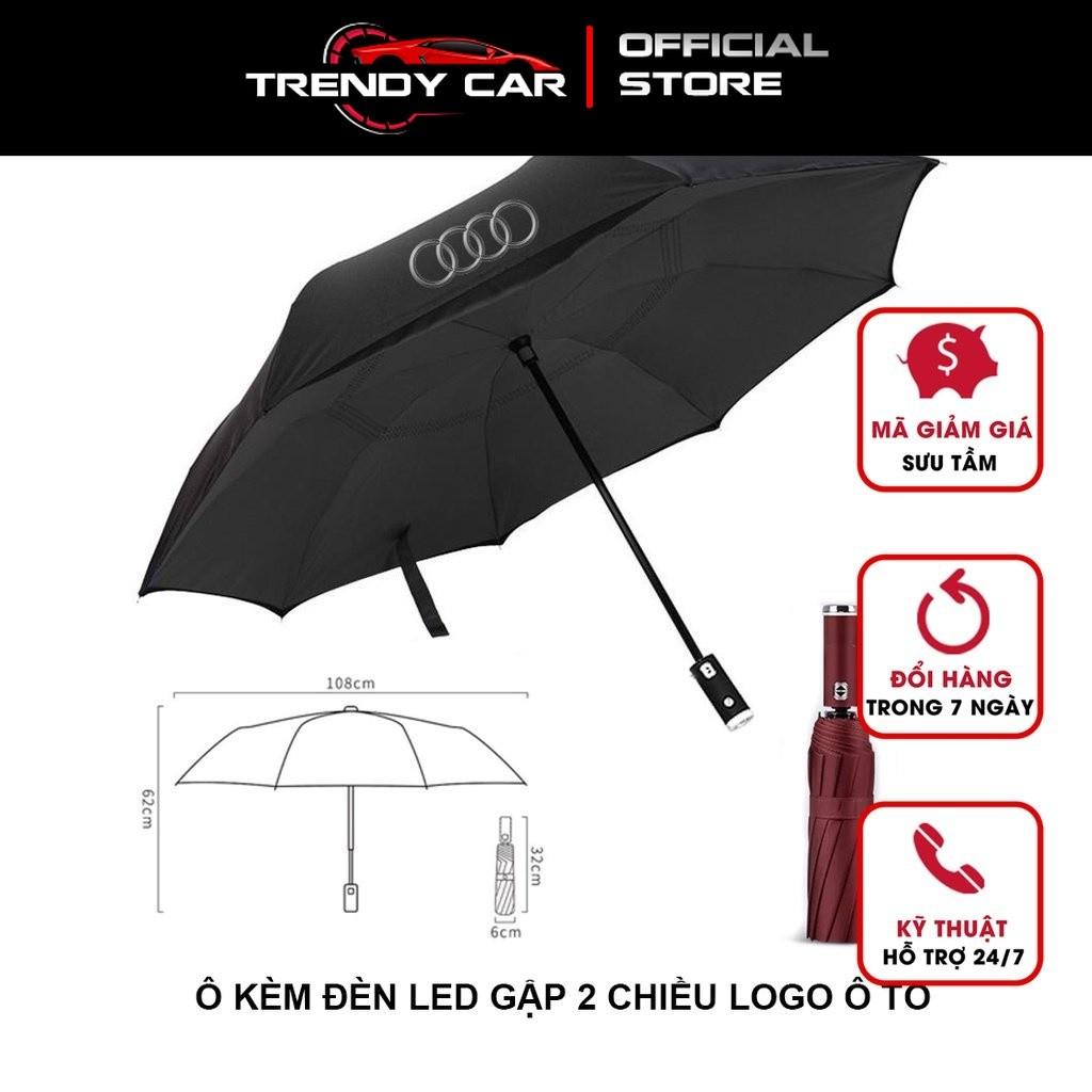 Ô dù thời trang tự động 2 chiều một nút bấm chống tia UV có đèn LED xoay 10 nan logo xe hơi cao cấp - Honda