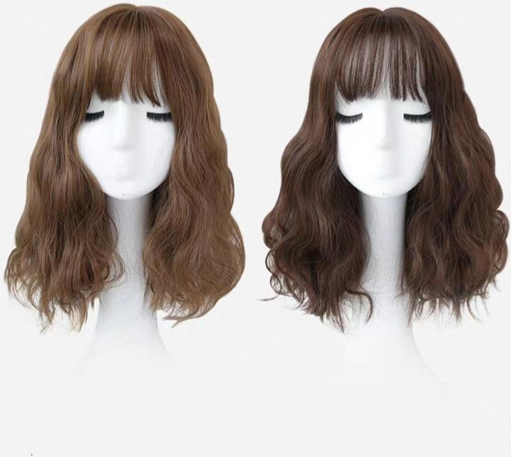 Tóc giả nguyên đầu xoăn Hàn Quốc siêu xinh có rãnh da đầu, chất tóc tơ cao cấp loại 1, chịu nhiệt tốt có thể bấm uốn, duỗi, gội. giống tóc thật 100%