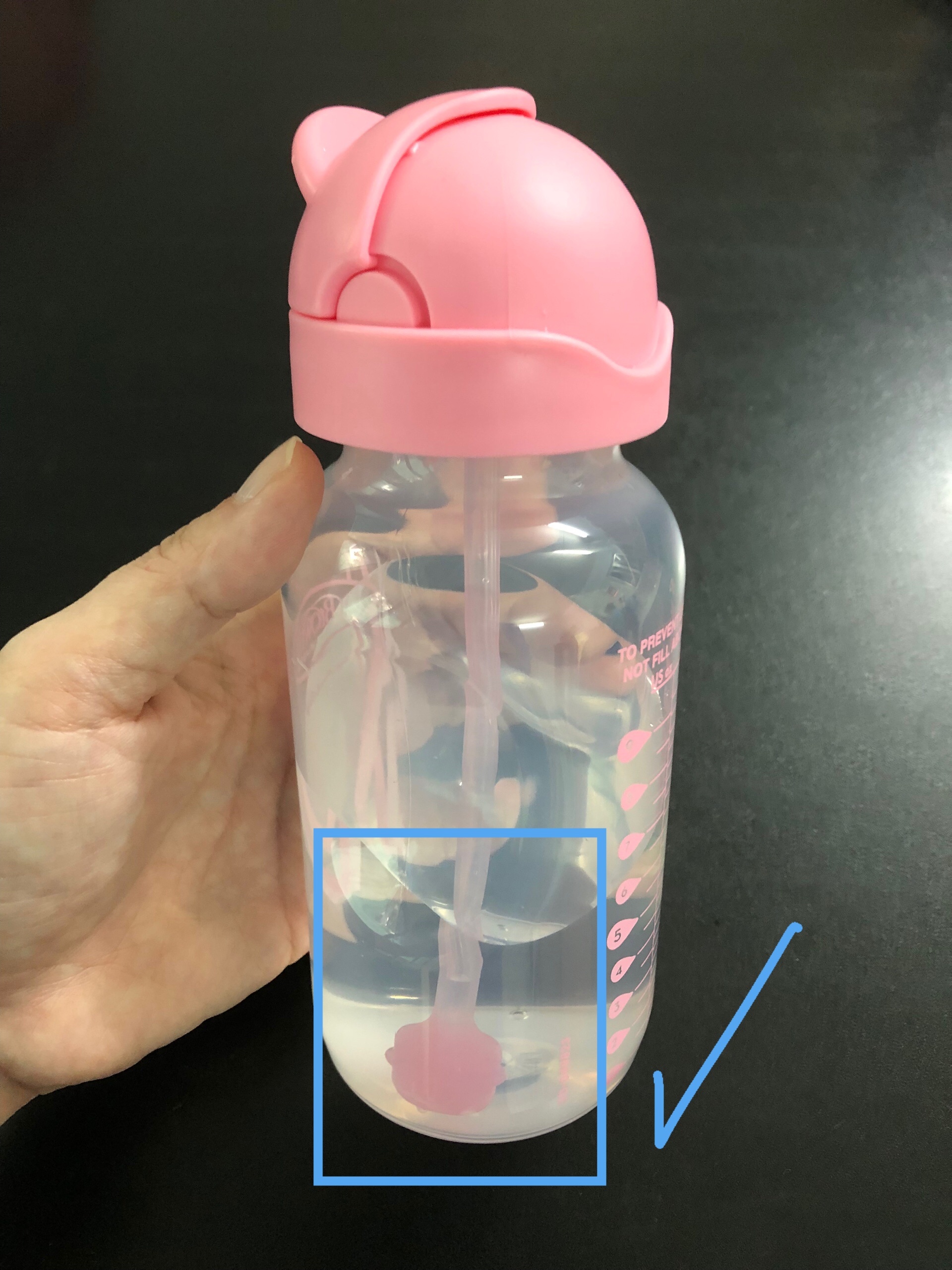 [ WB91011 ] Bình sữa chuyển tiếp, có ống hút silicone và hai tay cầm, cổ rộng, nhựa PP, 270ml