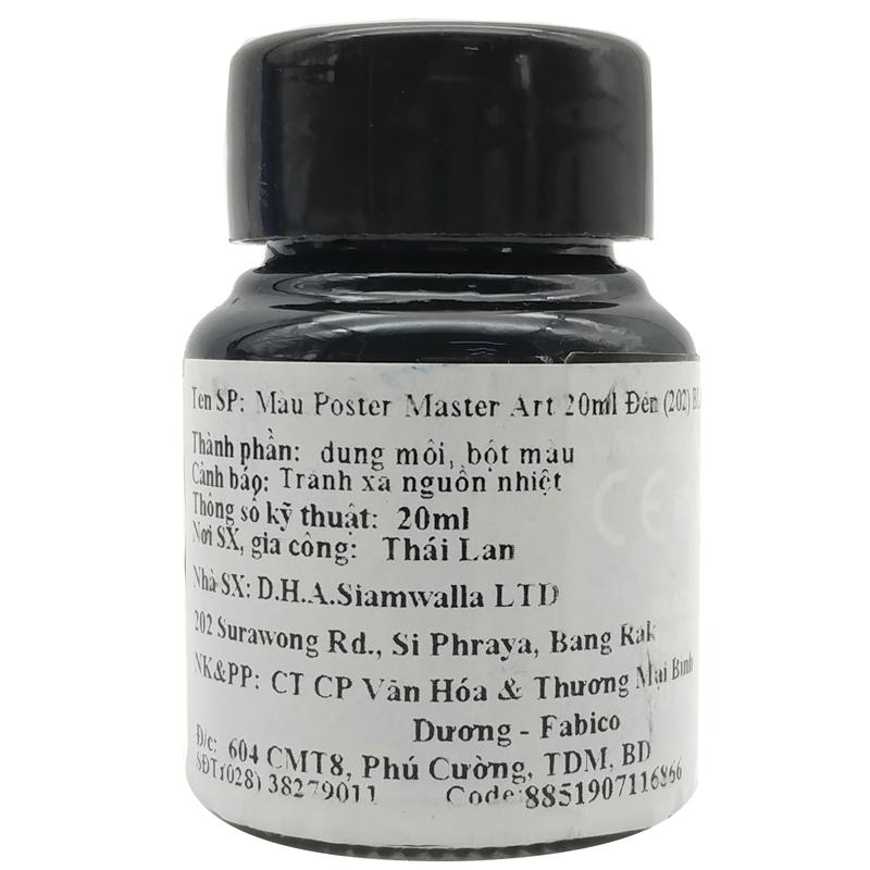 Màu Vẽ 20 ml Poster Color - Master Art 202 - Màu Đen