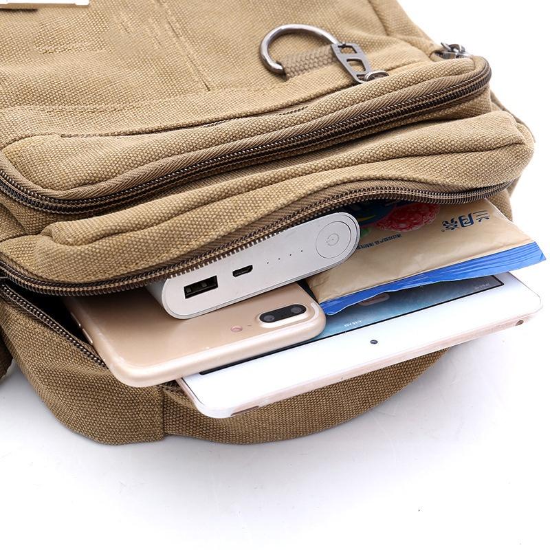 Túi Đeo Chéo Mini Bag Nam nữ Unisex đựng Ipad Mini Vải Canvas Nhập Khẩu Màu Đen/Kaki T24