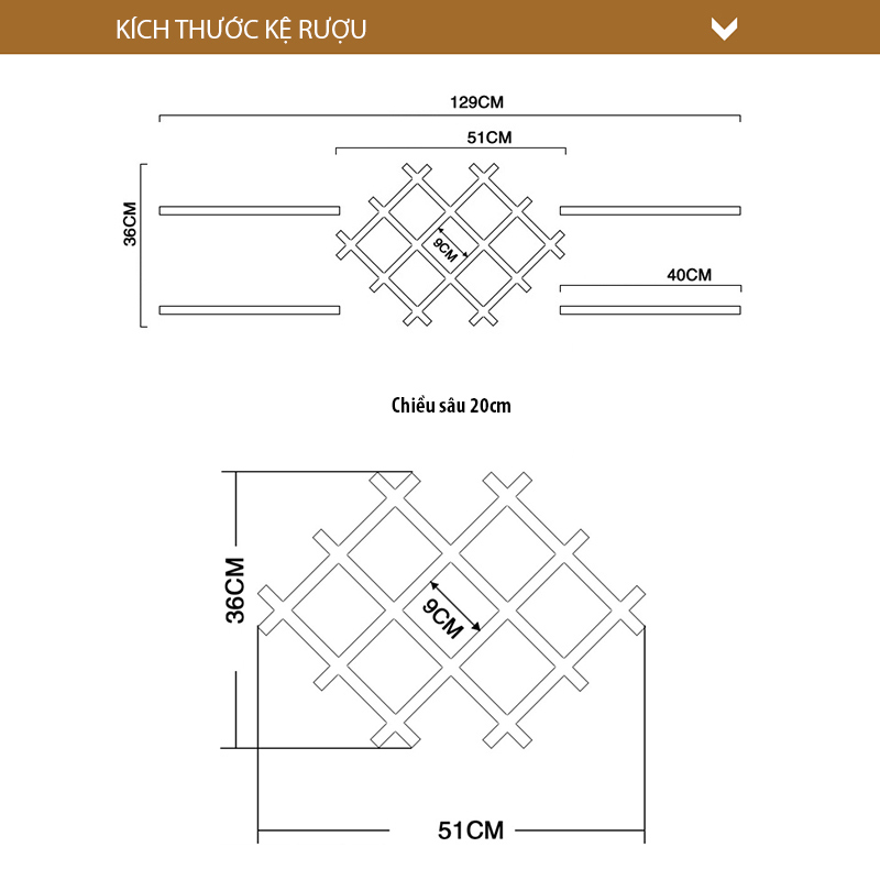 Kệ Gỗ Để Vang Trang Trí Treo Tường Nhỏ Xinh SIB Decor