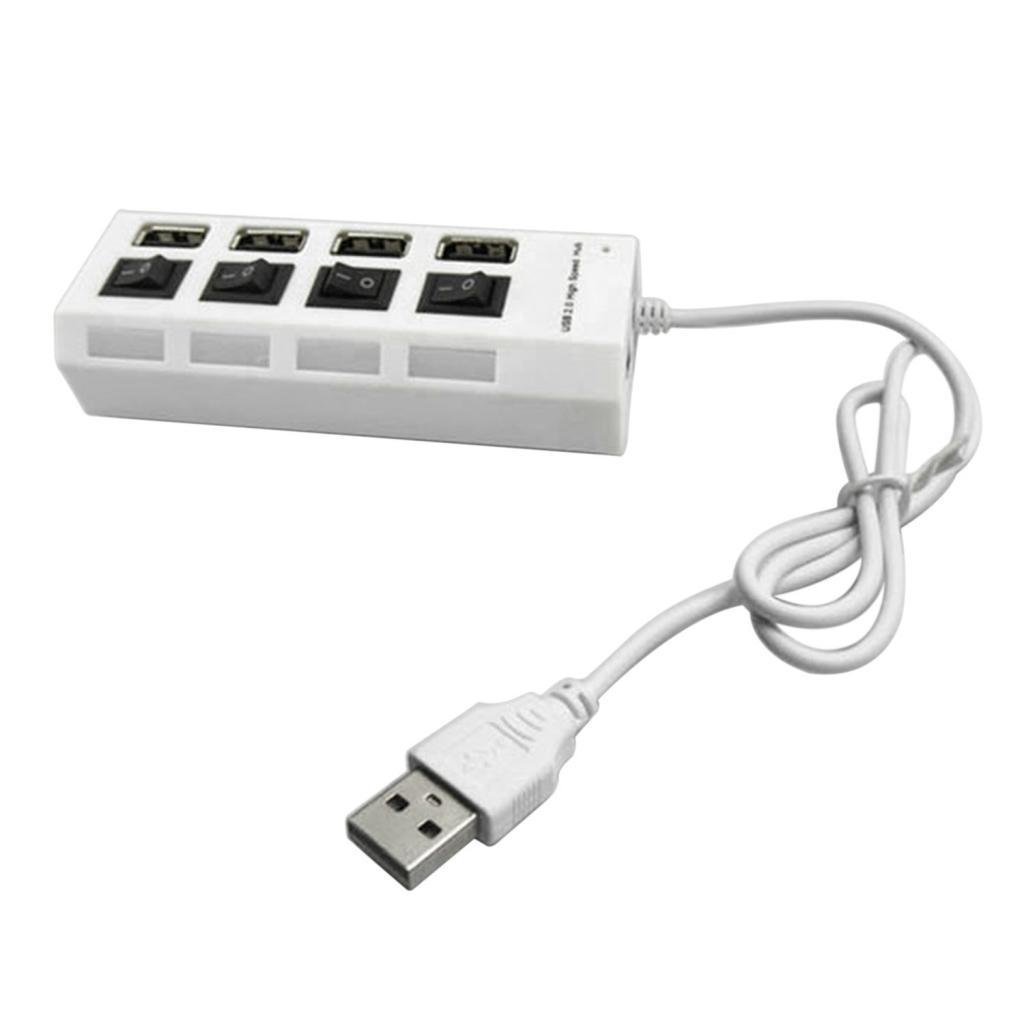 4-Port USB 2.0 Multi Charger High Speed Adapter ON/OFF Switch PC