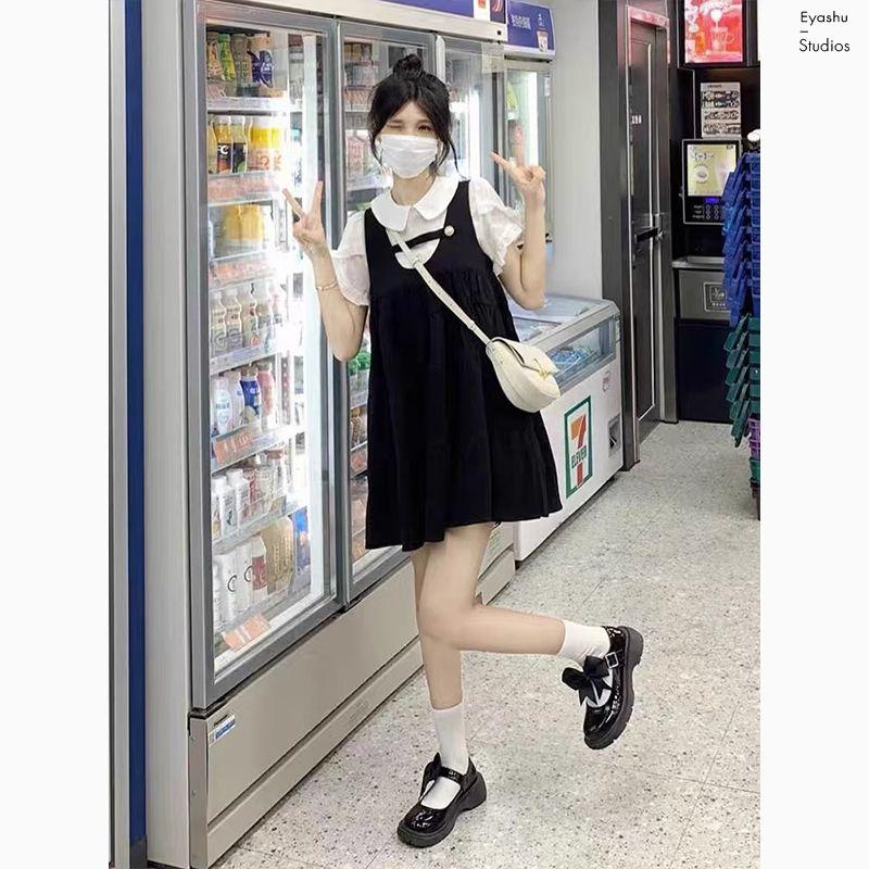 DONGSHOP Sen sữa ngọt ngào phong cách thiếu nữ nghệ thuật sinh tiên sữa fufu người đàn ông nhỏ màu cam trà nghỉ cao cấp váy