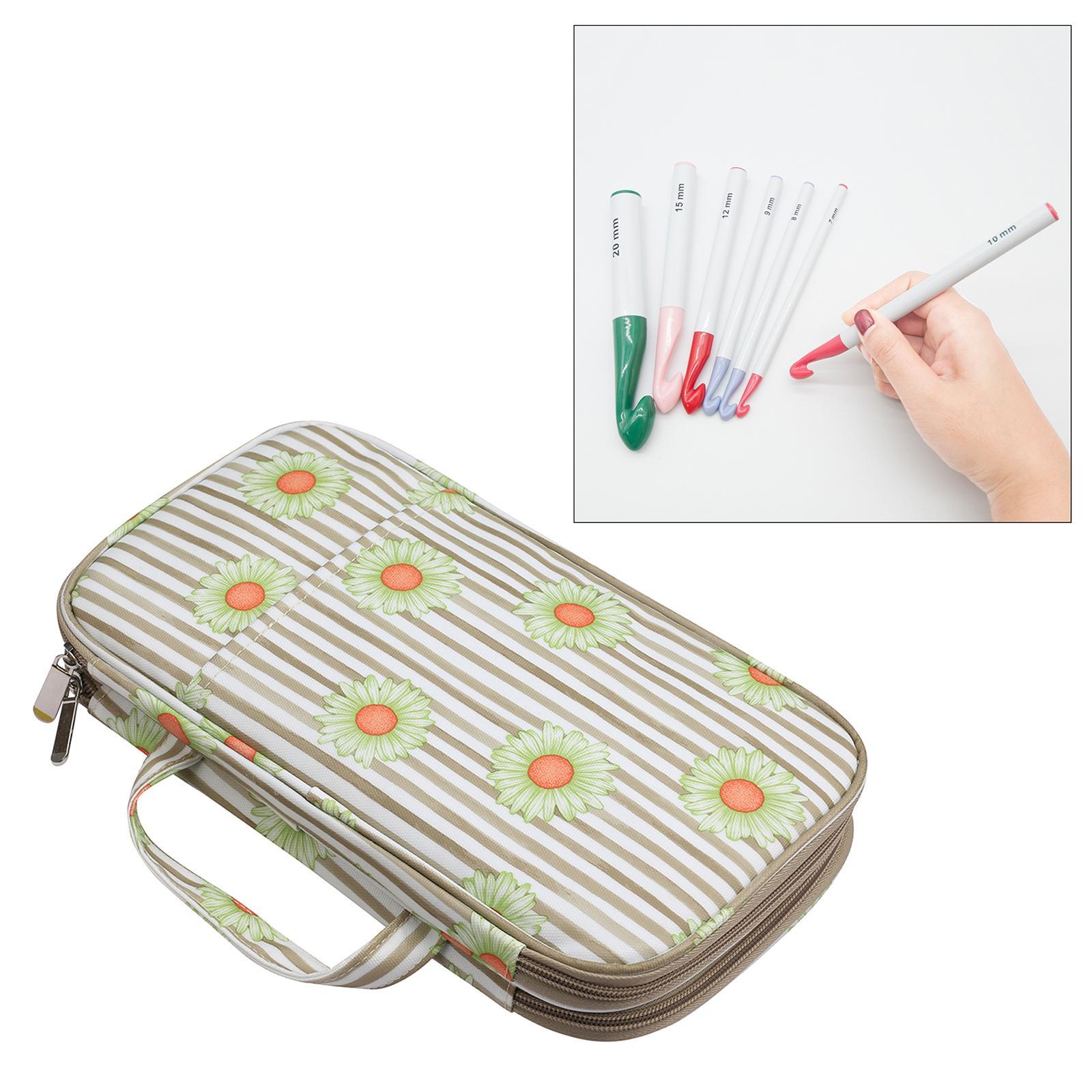 Crochet Case Zipper Storage Organizer Bag for Crochet  Tools Green