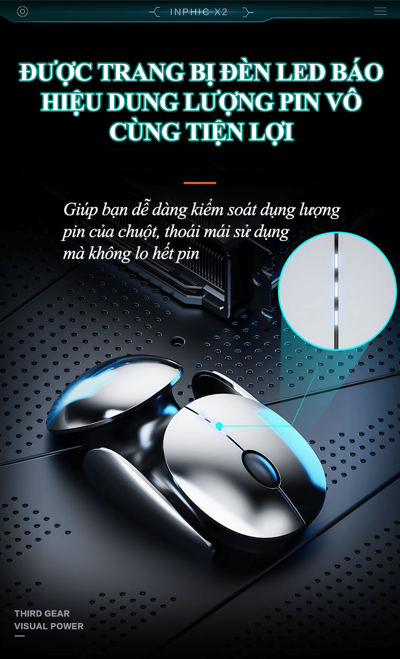 Chuột không dây X2 thiết kế mới lạ độc đáo kết nối bằng chip USB 2.4G sử dụng pin sạc - HN