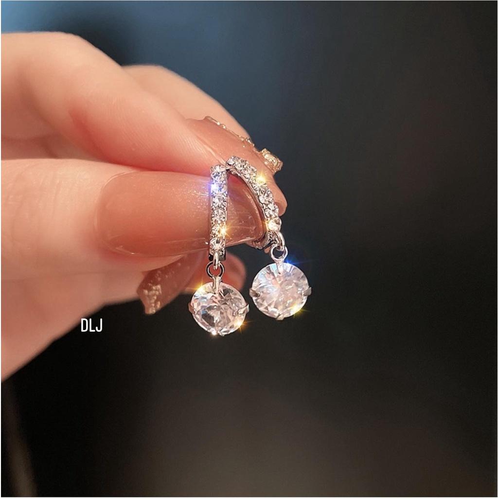 Bông tai nữ bạc ta khuyên tròn nạm đá xinh xắn MS055 phụ kiện trang sức,Vàng bạc an chi