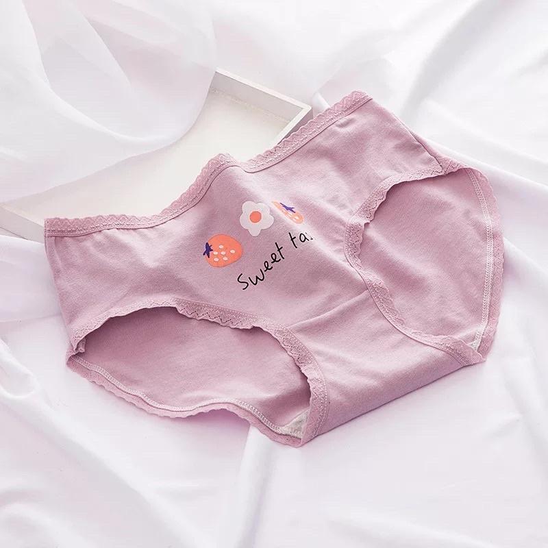 Quần Lót Nữ Cotton Nâng Mông Co Giãn hoạ tiết hoa tím siêu xinh QL02