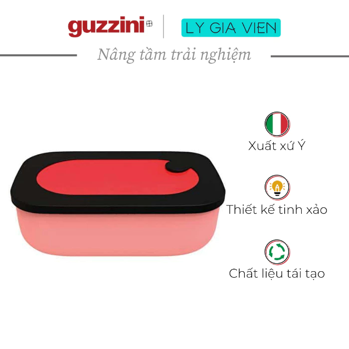 Hộp Đựng Cơm Trưa Thiết Kế Có Ngăn Guzzini Store &Amp; Go Lunchbox With Case - Thân Thiện Với Lò Vi Sóng &Amp; Máy Rửa Chén - Nắp Được Thiết Kế 2 Lớp Chống Rò Rỉ - Red