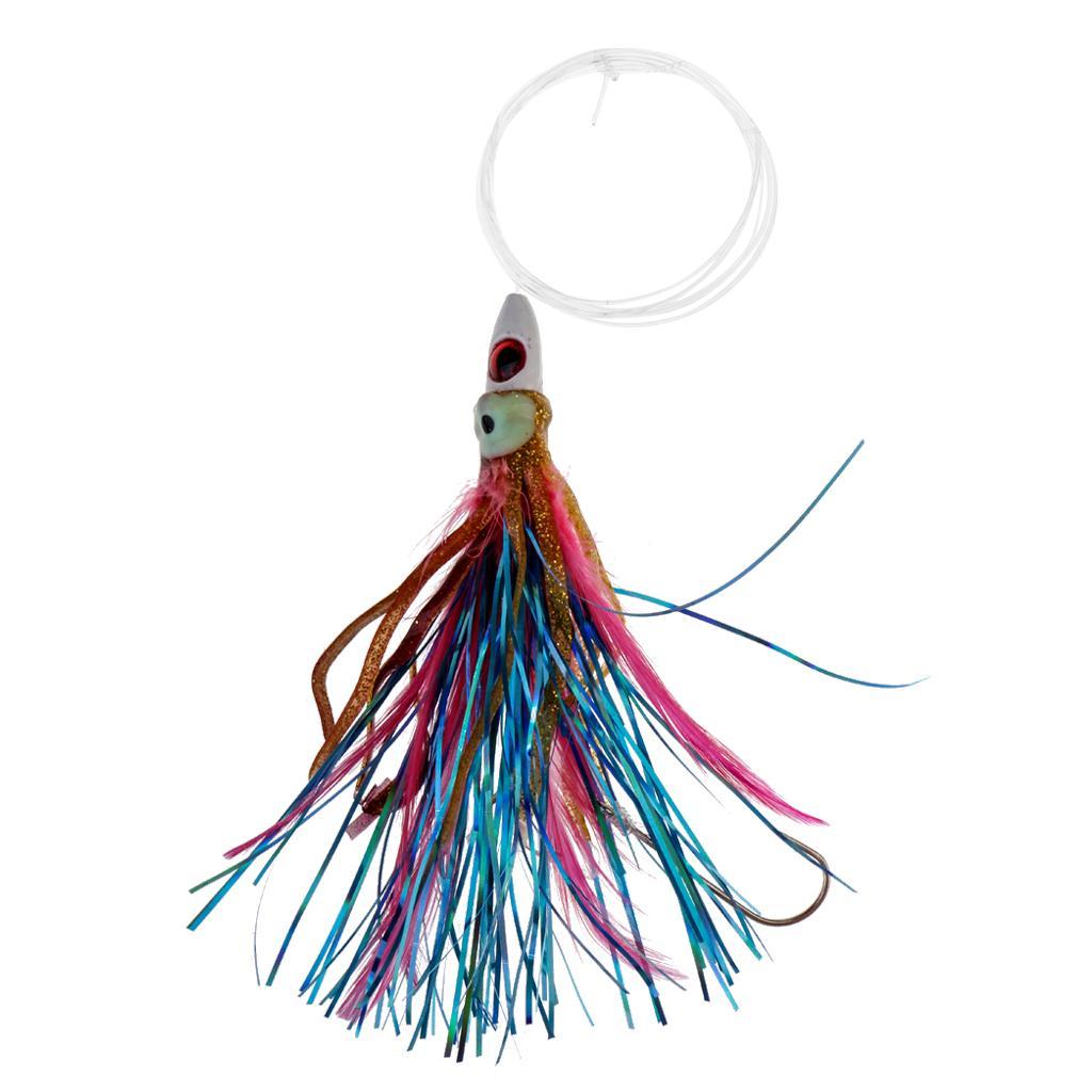 2 Pieces Bionic Jigs Head Lure 14cm Fishing Spoon Squid Skirt Soft Lure Tuna