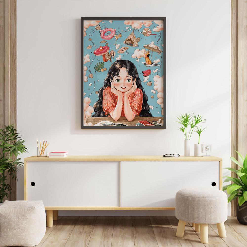 Tranh số hóa Giây phút thẩn thơ đã căng khung 40x50cm