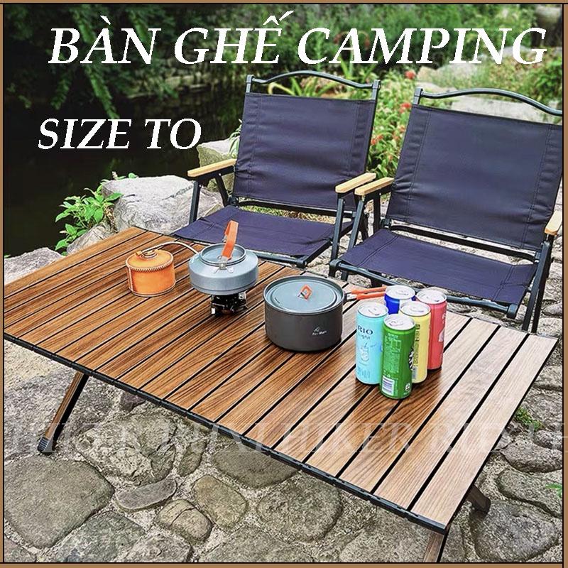 Bàn ghế gấp gọn dã ngoại camping nhôm giả vân gỗ siêu tiện lợi, bàn ghế picnic siêu tiện dụng, dụng cụ cắm trại GLAMPING