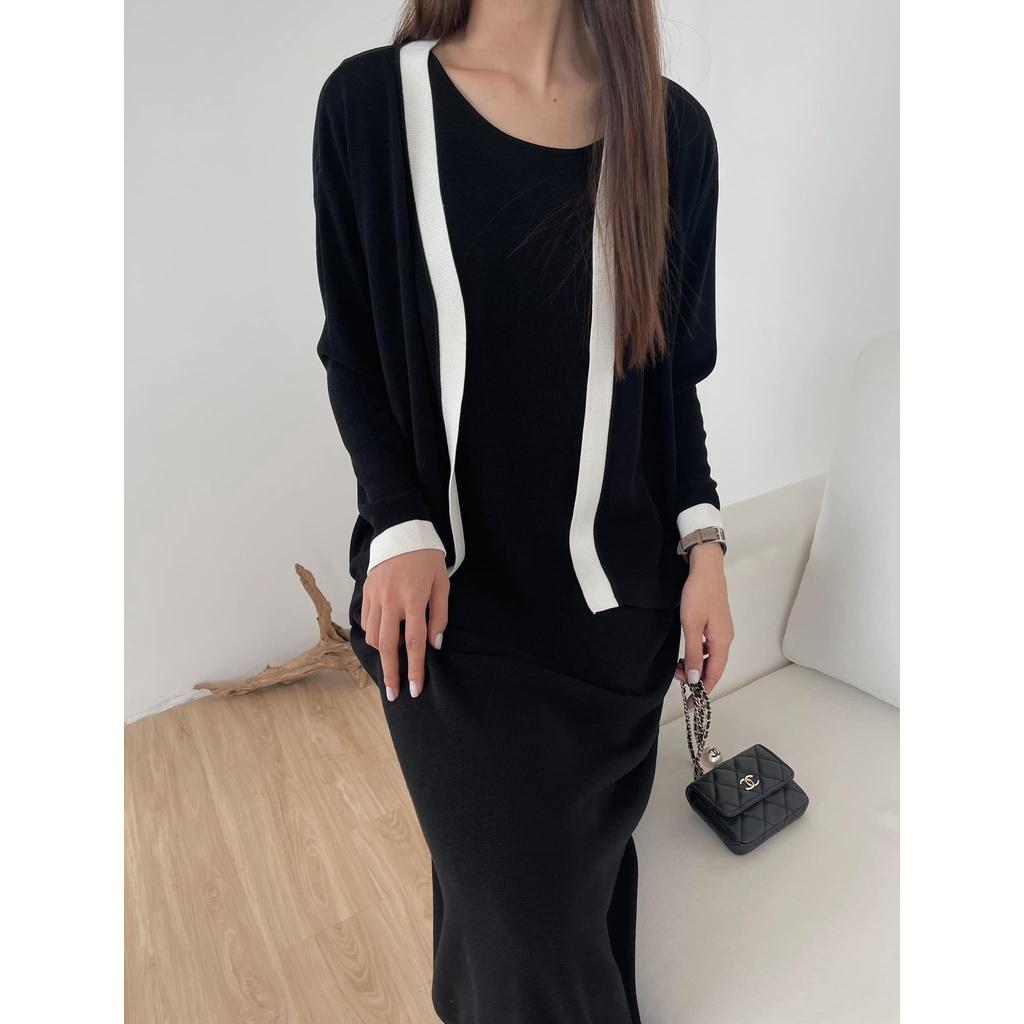 Set váy áo cardigan len mỏng Hàn Quốc