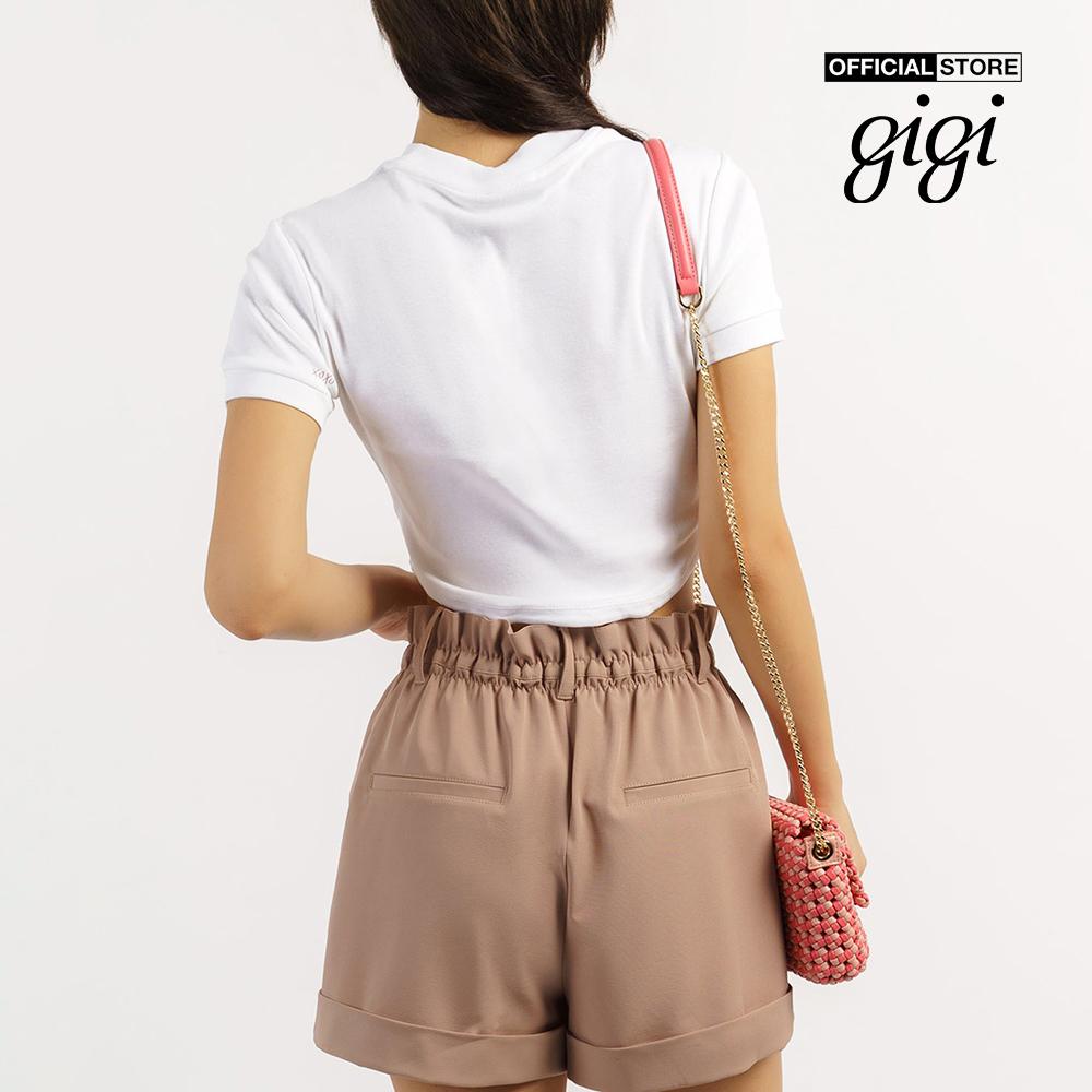 GIGI - Áo thun nữ croptop tay ngắn phối logo thời trang G1201T221232