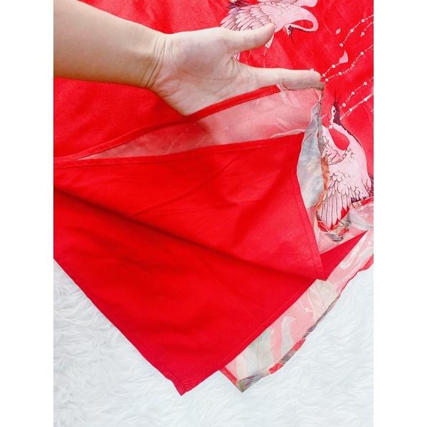 ️Bộ Áo Dài Chim Hồng Hạc Tặng Quần Lụa 2 Lớp Dày Dặn, Thiết Kế Cao Cấp️