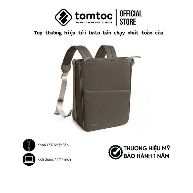 Túi đeo kiêm balo Tomtoc Slash Sling Bag Taupe cho Ultrabook13/14 inch - Hàng chinh hãng