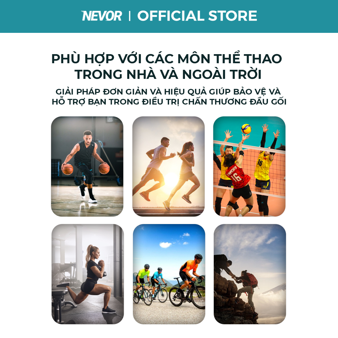 Bó Gối Thể Thao Nevor BDG03 Giúp Giảm Đau, Phòng Tránh Chấn Thương Dây Chằng Sử Dụng Cho Gym, Bóng Đá, Bóng Rổ,...