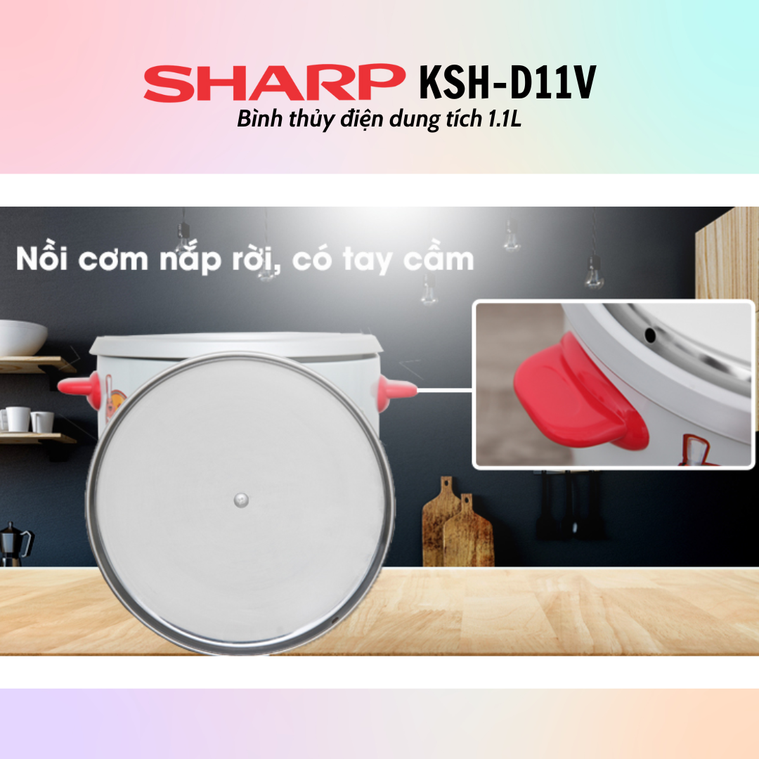 Nồi Cơm Điện Nắp Rời Sharp KSH-D11V (1.1L) - Hàng Chính Hãng -  Màu Ngẫu Nhiên