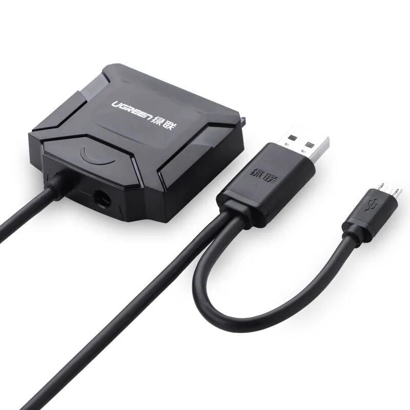 Bộ chuyển đổi USB 3.0 sang SATA ổ cứng hỗ trợ nguồn 1M màu Đen Ugreen 108TH20202CR Hàng chính hãng