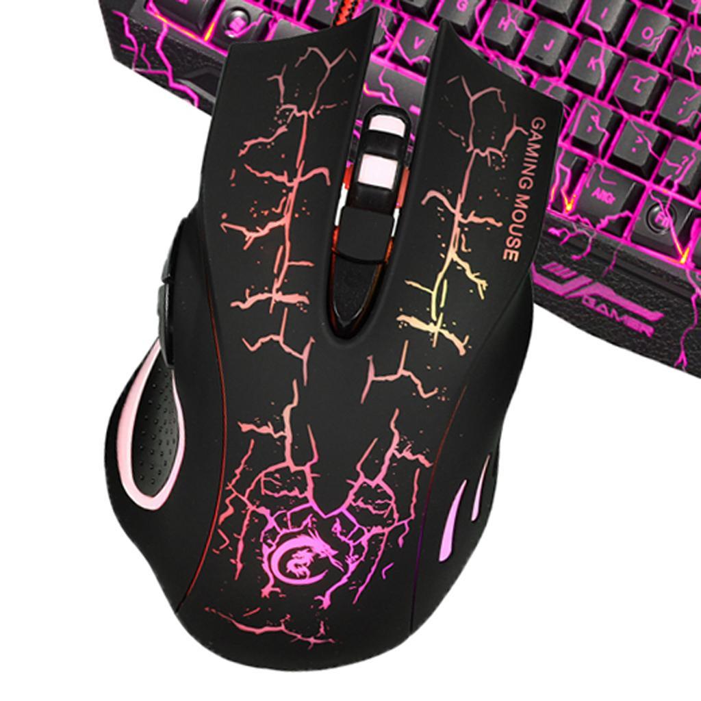 J10 English Character Backlight Cracked Gaming Mouse Keyboard Combo Set