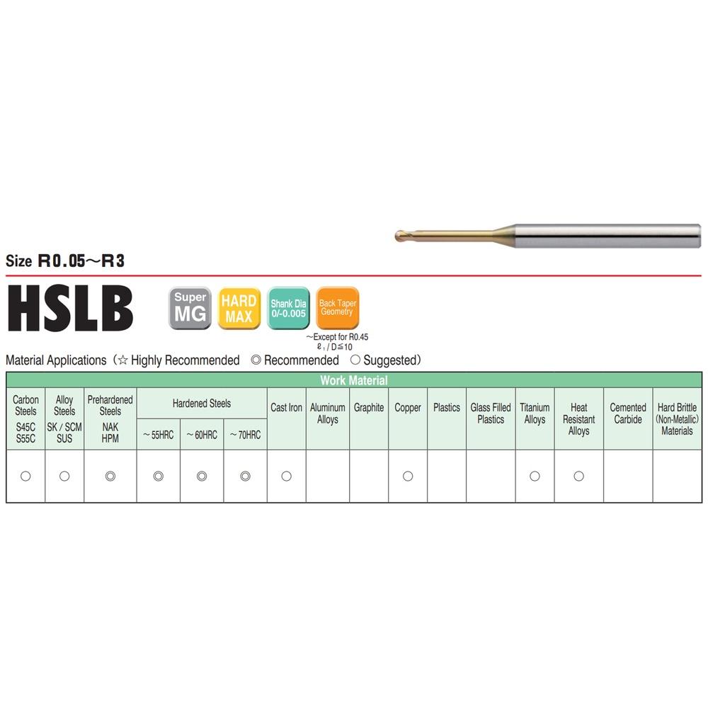 Dao Cầu Cổ Dài R1.5 x 10 x 60 L Union Tool Model HSLB2030-100,Dao phay ngón gia công sau nhiệt